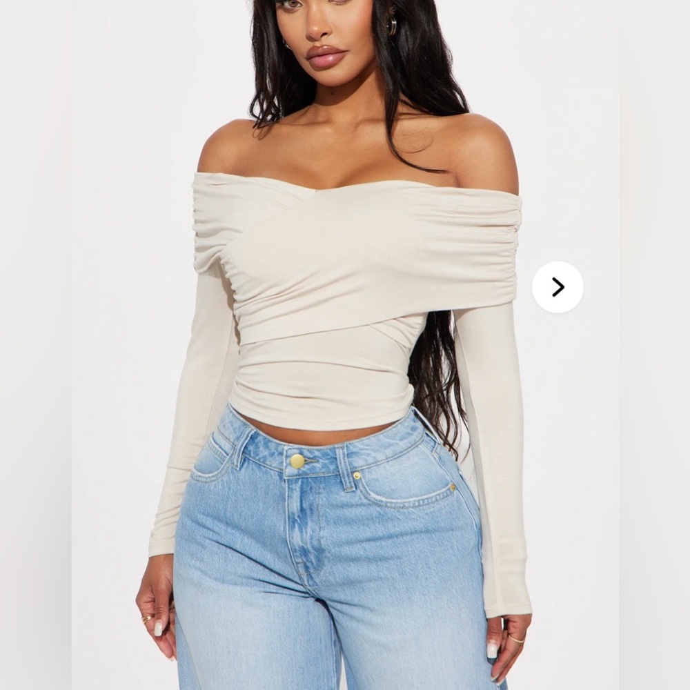 NWT Off-Shoulder Beige Blouse